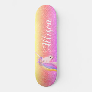 Unicorn Rainbow Glitter Sparkles Personlig Mini Skateboard Bräda 18,5 Cm