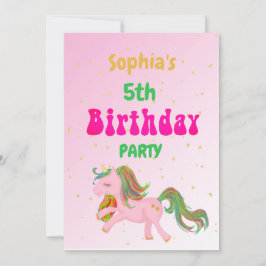 Unicorn Rainbow Guld Cute Birthday Inbjudningar