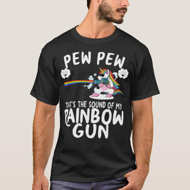 Unicorn Rainbow Gun dansfairy T Shirt (Framsida)