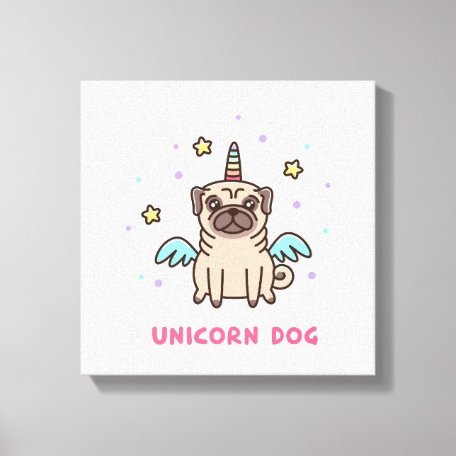 Unicorn Rainbow Hund Canvastryck (Framsida)