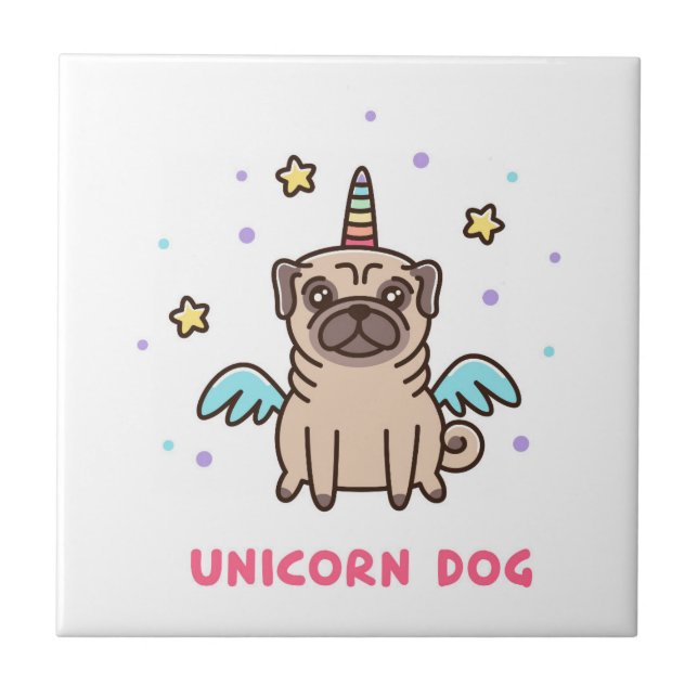 Unicorn Rainbow Hund Kakelplatta (Framsidan)