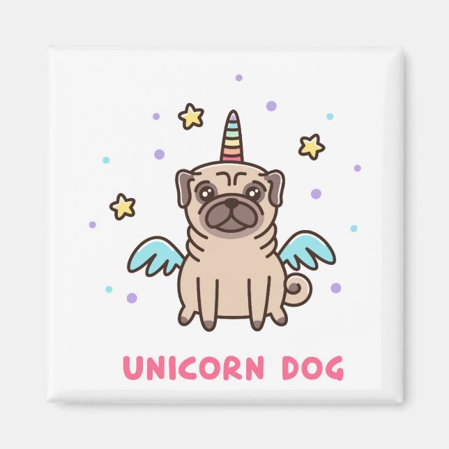 Unicorn Rainbow Hund Magnet (Framsidan)