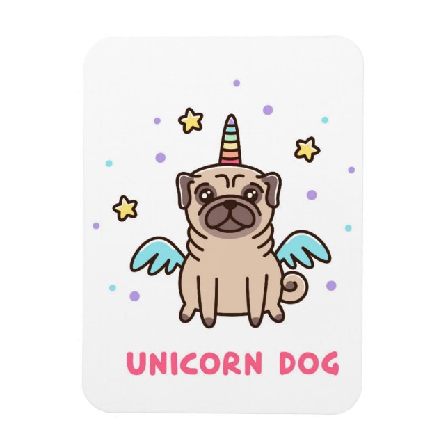 Unicorn Rainbow Hund Magnet (Vertikal)