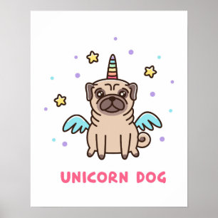 Unicorn Rainbow Hund Poster