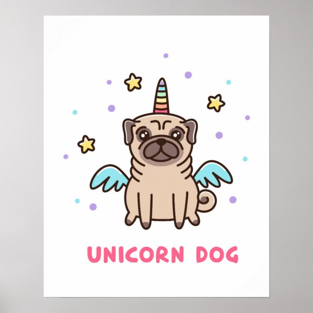 Unicorn Rainbow Hund Poster (Framsidan)