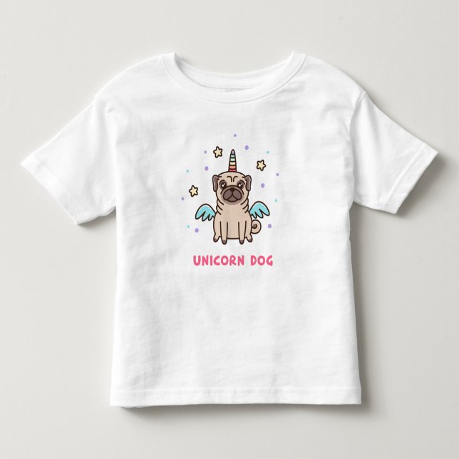 Unicorn Rainbow Hund T Shirt (Framsida)