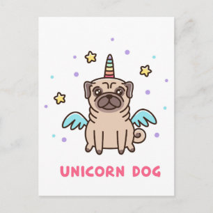 Unicorn Rainbow Hund Vykort