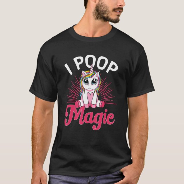 Unicorn rainbow i poop magi t shirt (Framsida)