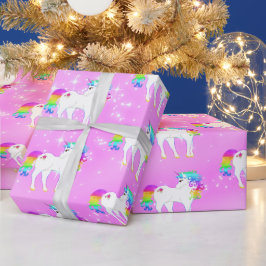Unicorn Rainbow Lila Cute Presentpapper