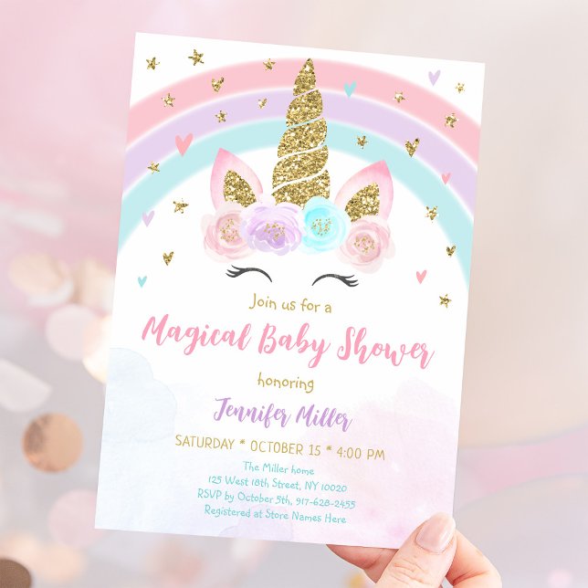 Unicorn Rainbow Magic Baby Shower Inbjudningar (Skapare uppladdad)