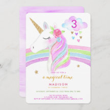 Unicorn Rainbow Magic Birthday-inbjudan