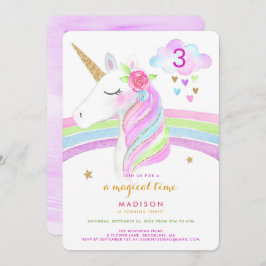Unicorn Rainbow Magic Birthday-inbjudan Inbjudningar