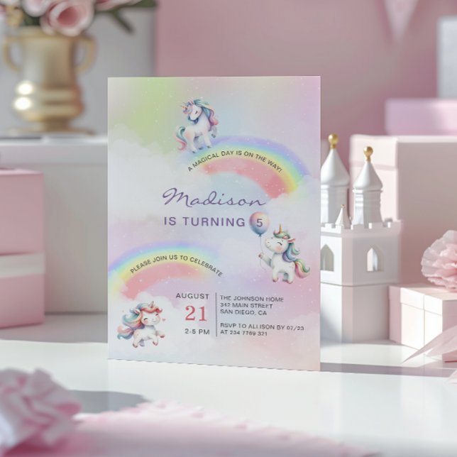 Unicorn Rainbow Magic Birthday Inbjudningar (Skapare uppladdad)