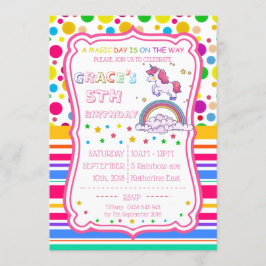 Unicorn Rainbow Magic Birthday Personalize OSA Inbjudningar