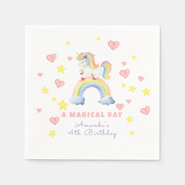 Unicorn Rainbow Magic Day Birthday Pappersservett (Framsidan)