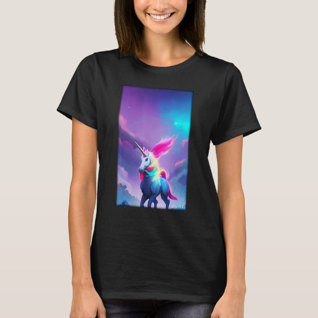 Unicorn Rainbow Magic Fairy Tale Fabulous Animal T Shirt (Framsida)