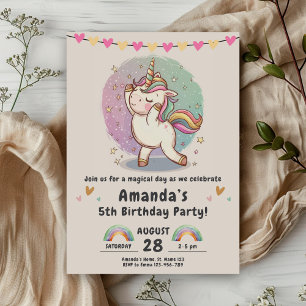 Unicorn Rainbow Magic Födelsedagsfest Inbjudningar