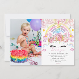 Unicorn Rainbow Magic Glitter Birthday Photo Tack Kort