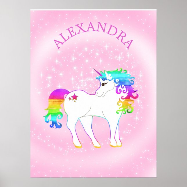 Unicorn Rainbow Magic Rosa Cute Poster (Framsidan)