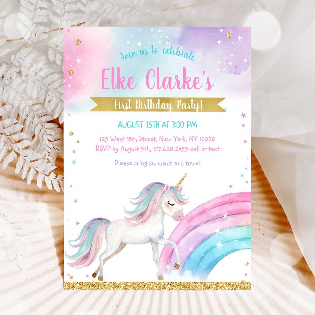 Unicorn Rainbow Magical Day Birthday Invitation Inbjudningar (Skapare uppladdad)