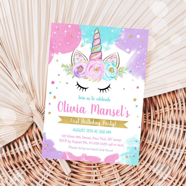 Unicorn Rainbow Magical Day Birthday Invitation Inbjudningar (Skapare uppladdad)