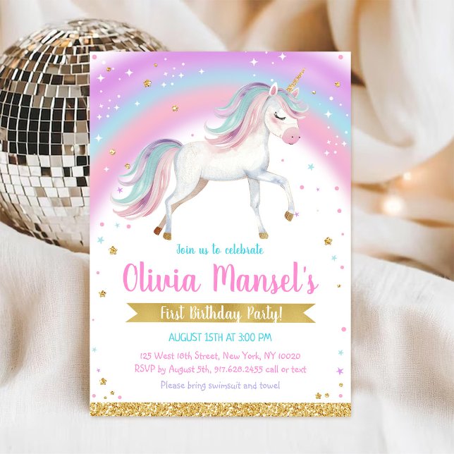 Unicorn Rainbow Magical Day Birthday Invitation Inbjudningar (Skapare uppladdad)