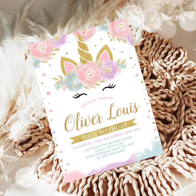 Unicorn Rainbow Magical Day Birthday Invitation Inbjudningar (Skapare uppladdad)