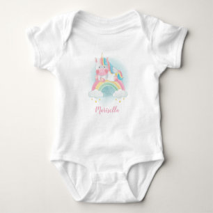 Unicorn Rainbow Namn Personlig Baby Bodykostym T Shirt