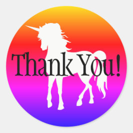 Unicorn Rainbow Ombre Tack Runt Klistermärke