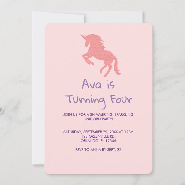 Unicorn Rainbow Pastel Birthday-inbjudan Inbjudningar (Framsida)