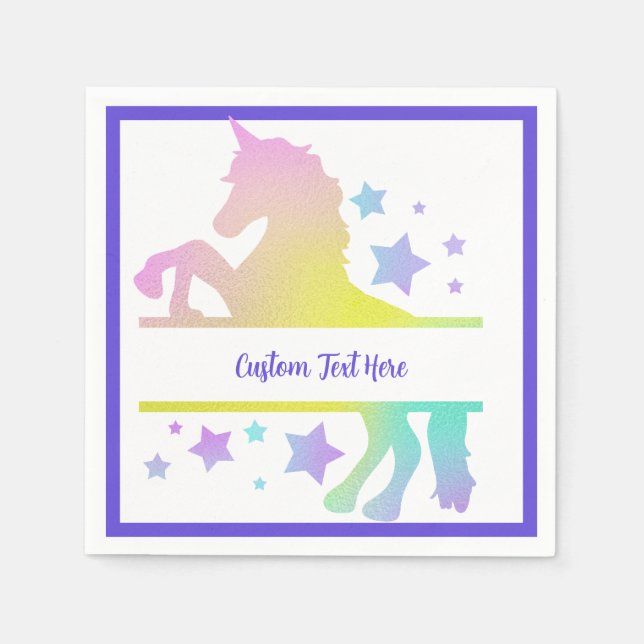 Unicorn Rainbow Pastel Färg Personlig Pappersservett (Framsidan)