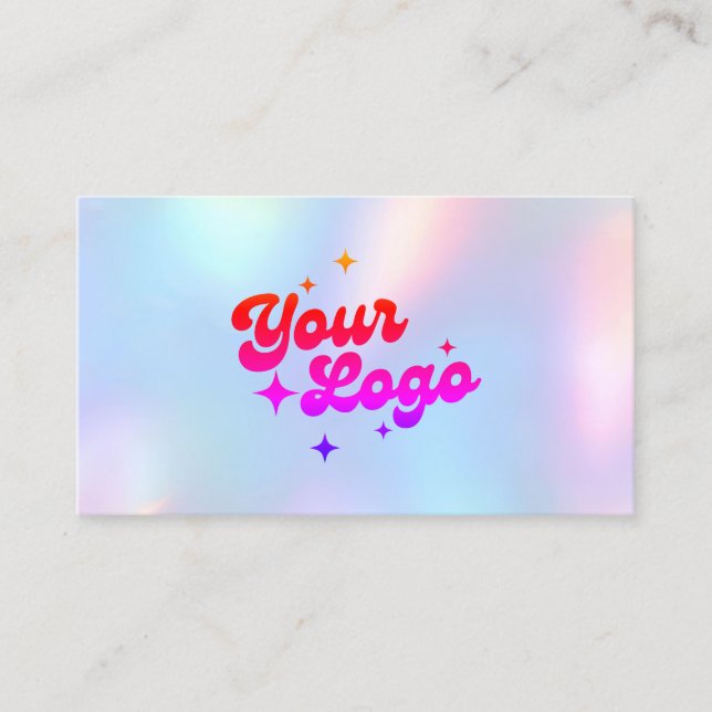 Unicorn Rainbow Pastel Holographic Logo Visitkort (Framsida)