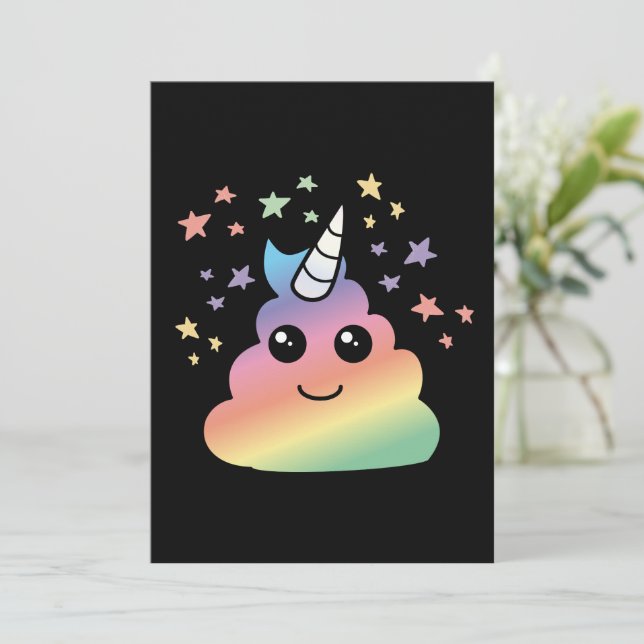 Unicorn Rainbow Poop Emoji Kawaii Julkort (Stående Fram)