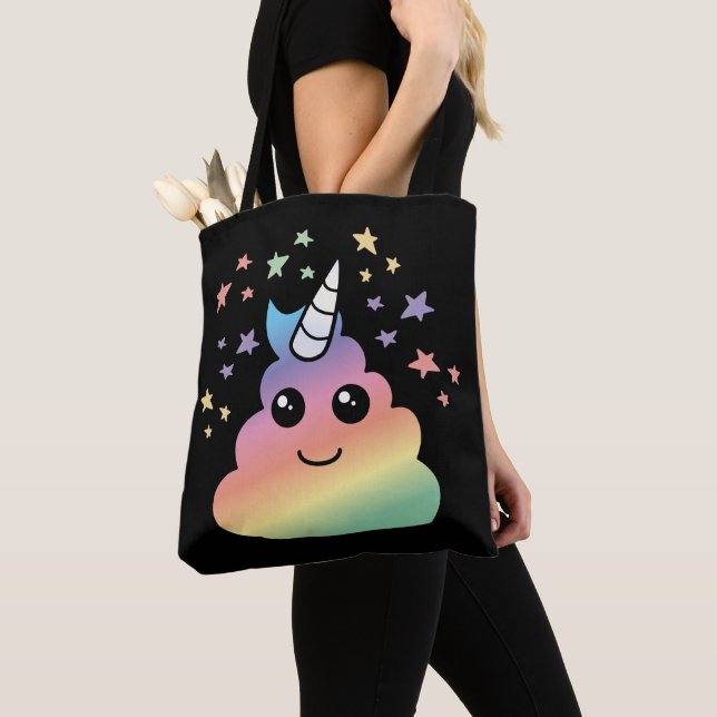 Unicorn Rainbow Poop Emoji Kawaii Tygkasse (Närbild)