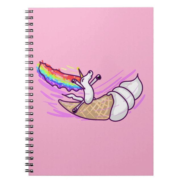 Unicorn Rainbow Riding Ice Cream Cone Anteckningsbok (Framsidan)