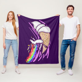 Unicorn Rainbow Riding Ice Cream Cone Fleecefilt