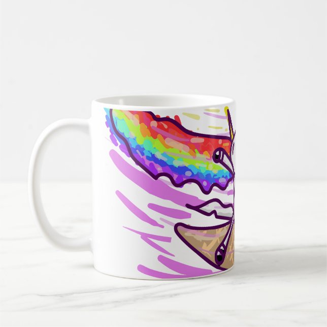 Unicorn Rainbow Riding Ice Cream Cone Kaffemugg (Vänster)