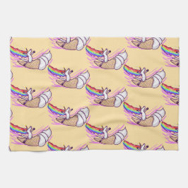 Unicorn Rainbow Riding Ice Cream Cone Kökshandduk