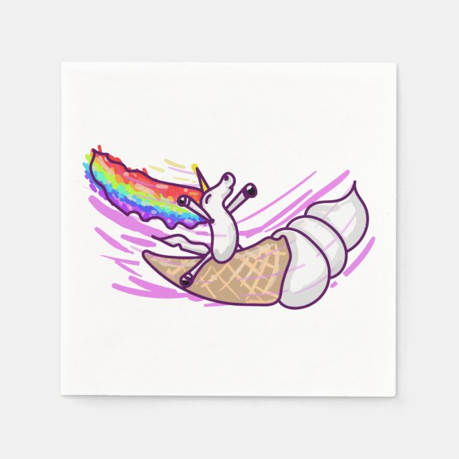 Unicorn Rainbow Riding Ice Cream Cone Pappersservett (Framsidan)