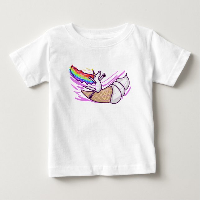 Unicorn Rainbow Riding Ice Cream Cone T Shirt (Framsida)