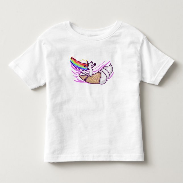 Unicorn Rainbow Riding Ice Cream Cone T Shirt (Framsida)