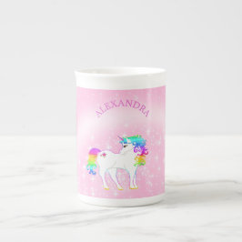 Unicorn Rainbow Rosa Cute Whimsical Hett Chocolate Benporslin Mugg