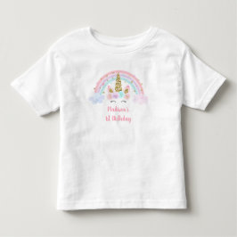 Unicorn Rainbow Rosa Guld 1:a födelsedagen T Shirt