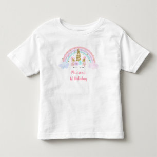 Unicorn Rainbow Rosa Guld 1:a födelsedagen T Shirt