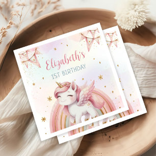 Unicorn Rainbow Rosa Guld Pastel Birthday Pappersservett