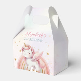 Unicorn Rainbow Rosa Guld Pastel Birthday Presentaskar