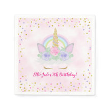 Unicorn & Rainbow Rosa Lila Watercolor Birthday
