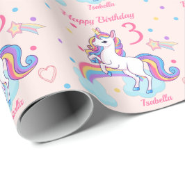 Unicorn Rainbow Rosa Presentpapper