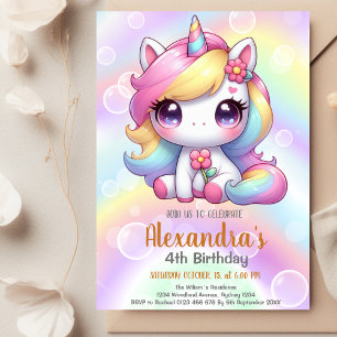 Unicorn Rainbow Sparkles Guld Birthday Inbjudningar
