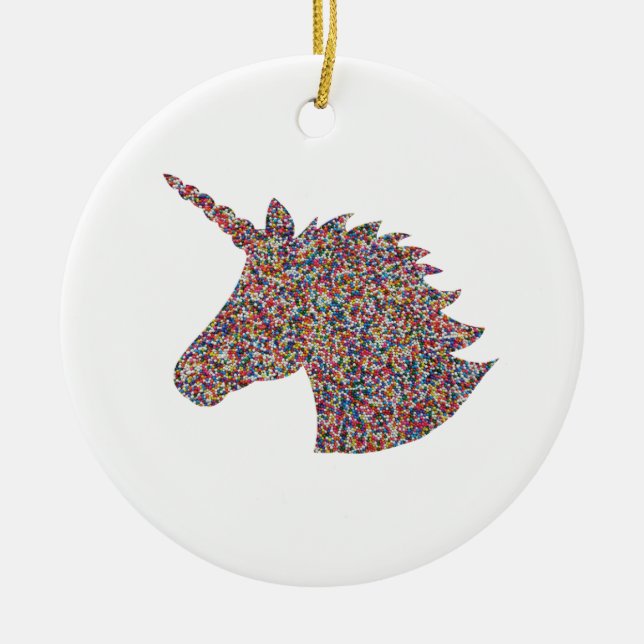 Unicorn Rainbow Sprinkle Ceramic Ornament (Framsidan)